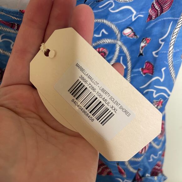 New Doen Marbella maillotone piece swimsuit blue shell liberty Solent shores XXL - Picture 7 of 8